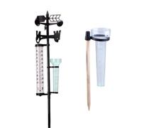 GALPADA Ensemble de 2 Instruments de Mesure Météo Thermomètre Extérieur, Pluviomètre, Anémomètre en Plastique pour Jardin et Décoration Extérieure