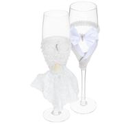 GALPADA Flûtes à Vin Design Élégant Tissu 1 Paire pour Mariés de Mariage en Verre pour Banquet et Fête de Mariage