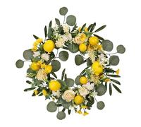 GALPADA Guirlande du Festival en Plastique et Rotin, Couronne de Citrons Artificielle pour Ambiance Estivale, Décoration Végétale Solide et Facile à Suspendre pour Aménagement D'
