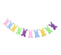 GALPADA Guirlande et Pompons Blancs en Non-tissé 2,5 M Lapins Colorés de Pâques Décoration Festive pour Fêtes à Thème de Pâques