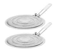 GALPADA Lot de 2 Plaques de Protection Anti-brûlure en Acier Inoxydable pour Poêle, Diffuseur de Chaleur Poignée, Répartition Uniforme pour Cuisinières à Gaz et Induction