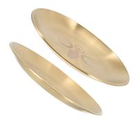 GALPADA Lot de 2 Plateaux Décoratifs en Laiton Doré pour Décoration et Offrandes Religieuses, Finition Soignée sans Bavure Motifs Uniques et Travail Délicat