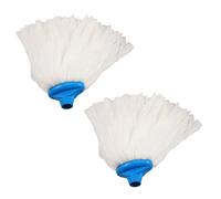 GALPADA Lot de 2 Têtes de Balai à Franges Rondes 22mm en Tissu Non Tissé Blanc, Installation Facile, Compatibles Plupart des Balais pour Nettoyage Humide des Sols