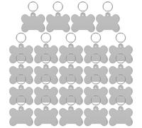 GALPADA Lot de 24 Porte-clés Vierges en Mdf à Personnaliser, Matériau Synthétique Argenté, Compatibles Transfert Thermique pour Projets DIY et Anniversaires