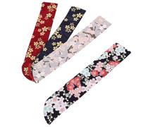 GALPADA Lot de 4 Pochettes en Soie pour Éventail Pliable, Housse Porte-éventail Vintage à Motifs Fleurs, Paquet de Rangement Léger et Portable, pour Présents et Fêtes, Paquet Présent