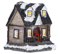 GALPADA Maison Lumineuse en Résine LED pour Décoration de Noël, Petite Villa Enneigée avec Piles, pour Bar ou Fête de Noël Couleur Aléatoire