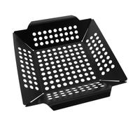 GALPADA Panier à Griller pour Barbecue Carré en Fer Noir, Égouttage | Compatible Diverses Grilles et Foyers, Pose Facile, Retournement Aisé, Limite L’adhérence des Aliments