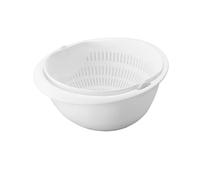 GALPADA Panier à Linge à Double Niveau en Plastique Blanc Étagère de Rangement et Passoire Intégrée pour Laver et Stocker Fruits et Légumes Cuisine