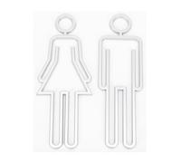 GALPADA Panneau Indicateur de Toilettes en Abs Argenté, Facile à Utiliser Design Simple, Plaque de Signalisation pour Toilettes, pour Bureaux et Espaces Publics