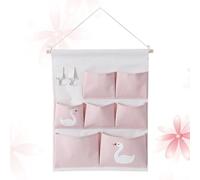 GALPADA Paquet de Rangement Mural Grosse Capacité en Coton et Lin Barre en Bois, Organise Efficacement la Déco Murale Chambre Rangement Penderie