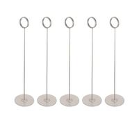 GALPADA Porte-numéros de Table Base Ronde en Acier Inoxydable Argenté Lot de 5 Support Stable pour Cartes de Menu et Marque-Place, pour Fête d'anniversaire