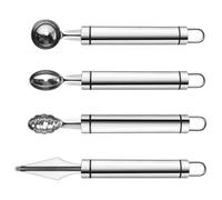 GALPADA Set de 4 Couteaux à Découper en Acier Inoxydable Argentés Poignée Confortable pour Fruits et Fruit Dragon, Outil pour Creuser des Boules de Melon