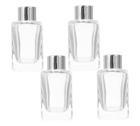 GALPADA Set de Flacons de Parfum en Verre Argenté Lot de 4 50ml avec Bouchon Anti-Fuite Design Classique Carré pour Huiles Essentielles et Parfums Coiffeuse