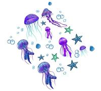 GALPADA Stickers Muraux pour Chambre Autocollant Étoile de Mer et Méduse Décoratif, Soi-même, Cartoon, Lumineux et Réaliste, Pvc, Imperméable, Ne Se Décolore Pas, pour Chambre D'garçon