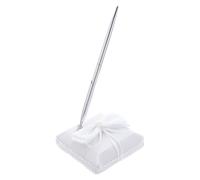 GALPADA Stylo de Signature en Métal Blanc avec Porte-stylo en Tissu Forme Nœud Papillon Élégant pour Cérémonie de Mariage et Remise des Diplômes