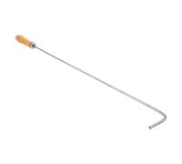 GALPADA Tisonnier de Cheminée Portable en Métal avec Poignée en Bois Argenté Crochet Arrondi, Outil pour Foyer Extérieur et Brasero de 60cm