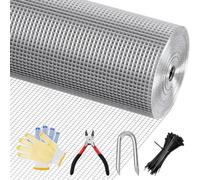 Galvanised Square Wire Mesh Roll 12mm,40cm ×6m Cuttable Welded Mesh for Garden Fence, Poultry and Animal Protection