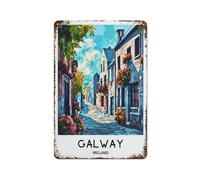 Galway Irlande Plaque en métal Voyage Affiche Art Impression Décoration Rétro Métal Peinture Garage Style 8x12 pouces (20x30 cm)