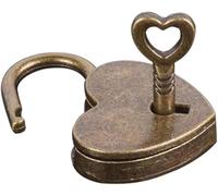 Galyacht Cadenas en laiton antique en forme de cœur, serrure à clé, bronze, cadenas, voyage, rangement