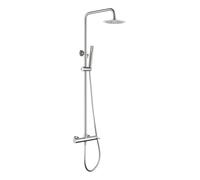GALYON IMEX Monocommande pour douche série Monza, finition nickel brossé, barre de douche extensible, robinet en laiton avec pommeau extra-plat et flexible PVC 1,5 m