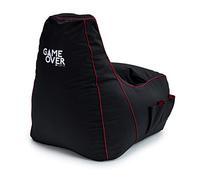 Game Over Mini Fauteuil Pouf de Jeu pour Enfants 8-Bit | Salle de Jeux Intérieure Fauteuil Gamer | Poches Latérales pour Manettes | Support de Casque | Conception Ergonomique (Rouge Électrique)