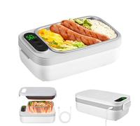 Gamelle Chauffante, 1L 60W Lunch Box Chauffante, Boîte à Déjeuner électrique Acier Inox pour Adultes, Hommes et Femmes, Chauffage Rapide Gamelle pour Bureau, École, Voyage, Voiture