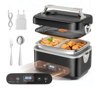 Gamelle Chauffante,1L Intelligente Lunch Box Chauffante avec écran Tactile,boîte à lunch électrique à Chauffage Rapide avecVaisselle