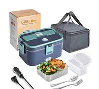 Gamelle Chauffante 60W, 1,8L Lunch Box Chauffante Électrique, Haute Puissance 12/24/220V Portable Boîte Electrique Isotherme Chauffante Repas et Sac de Transport pour Voiture Camion Bureau Travail