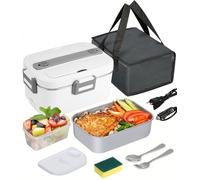Gamelle Chauffante 75W, Lunch Box Chauffante Electrique 12V/24V/220V Boite | Chauffante Repas avec 1,8 L Gamelle Isotherme, Boite Repas pour Voiture, Camion Bureau, Gamelle, Blanc