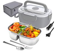 Gamelle Chauffante 80W Lunch Box Chauffante 1,5L Boite Alimentaire Chauffante 220V/24V/12V, Rechauffer Repas pour Voyage et Bureau