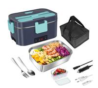 Gamelle Chauffante 80W Lunch Box Chauffante Electrique 1,8L Boite Repas Isotherme 220V 24V 12V Boite Chauffante Repas Camion Bureau