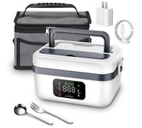 Gamelle Chauffante avec Batterie - Lunch box Chauffante 1L - Chauffage Programmable - Amovibles, Couverts et Sac Isotherme