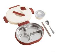 Gamelle isolée 4 compartiments bol inclus étanche Gamelle isolée(A) | Acier 304 pour premium, 4 compartiments séparés, bol soupe inclus, design anti-mélange, pour idéal écoliers
