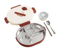 Gamelle isolée 4 compartiments bol inclus étanche Gamelle isolée(B) | Acier 304 pour premium, 4 compartiments séparés, bol soupe inclus, design anti-mélange, pour idéal écoliers