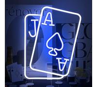 Gamerneon Panneau lumineux néon pour décoration murale Poker et adolescents - Bleu clair et blanc - USB - Pour chambre à coucher, casino, bar, hôtel, salle de jeux, fête d'anniversaire