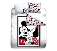 Parure de lit double Minnie et Mickey Disney - 100% coton - Blanc - Chambre Enfant