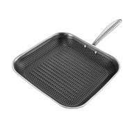 Gam'Hotel BlackSteel Grill 28 cm Triplex - Céramique - Induction | Ø 28 cm, Inox 18/8 Triplex, Céramique antiadhésive, Sans PFOA ni PFAS, Induction, Four 230 °C, Épaisseur 2,3 mm