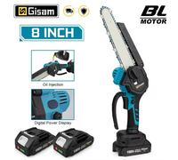 Gami 8 pouces scie électrique sans brosse scie à chaîne électrique à une main outil de jardinage pour le travail du bois scie d'élagage pour Makita 18v batterie broche 2 Battery Set