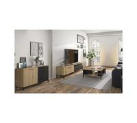 Gami ensemble séjour TV table basse buffet - chêne et noir