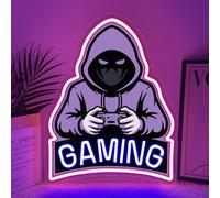 Gaming Enseigne Lumineuse,Panneau LED Gamer Pour Chambre Salle De Jeu Man Cave Et Chambre Ado,Décor LED Violet Réglable Cadeau Pour Adolescents Hommes Et Joueurs Alimenté Par USB (15.8"*12.6")