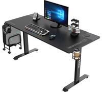 Gaming Table, bureau ergonomique avec porte-boisson, gamepad et porte-casque 152x70cm noir