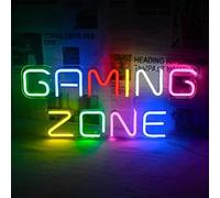 Gaming Zone Enseigne Lumineuse, Neon Gaming avec Interrupteur, Chargement USB Neon Gamer pour Décoration Gaming, Idéale pour Décorer Chambre, Bar, Salle de Jeux, Cadeau Parfait pour les Gamers