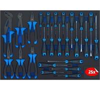 Gamme de chariots d'atelier - Ensemble de 25 pièces comprenant des tournevis et des outils | Insert d'outils compatible avec le modèle TT801 - Insert en mousse souple à 2 composants - Coffret d'outils
