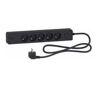 Schneider Electric - Bloc multiprise 5 prises 2P+T + 2 USB - anthracite - Schneider G