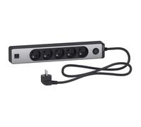 Schneider - Bloc multiprises 5 Prises 2P+T et 2 USB 1,5m - Noir et Aluminium