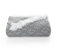 GAMUSI Couvre-lit multi-usages pour lit 90/105 cm et canapé. Plaid foulard couvre-lit Housse de canapé 2 places en coton doux géométrique - 180x280 cm, Gris Clair