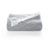 GAMUSI Couvre-lit multifonction doux en coton géométrique pour lit de 90/105 cm et canapé, GRIS 180 x 280 cm