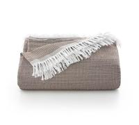 GAMUSI Couvre-lit multifonction pour lit de 135/150 cm et canapé. Plaid Housse de canapé 3 places en coton doux et respirant Motif nid d'abeille - 230 x 280 cm, Café