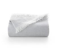 GAMUSI Couvre-lit multifonction pour lit de 135/150 cm et canapé. Plaid Housse de canapé 3 places en coton doux et respirant nid d'abeille - 230 x 280 cm, Gris clair
