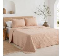 GAMUSI Couvre-lit pour Lit 150/160 cm Mi-Saison Léger Printemps Été Rembourré, 250 x 270 cm, Couleur Taupe
